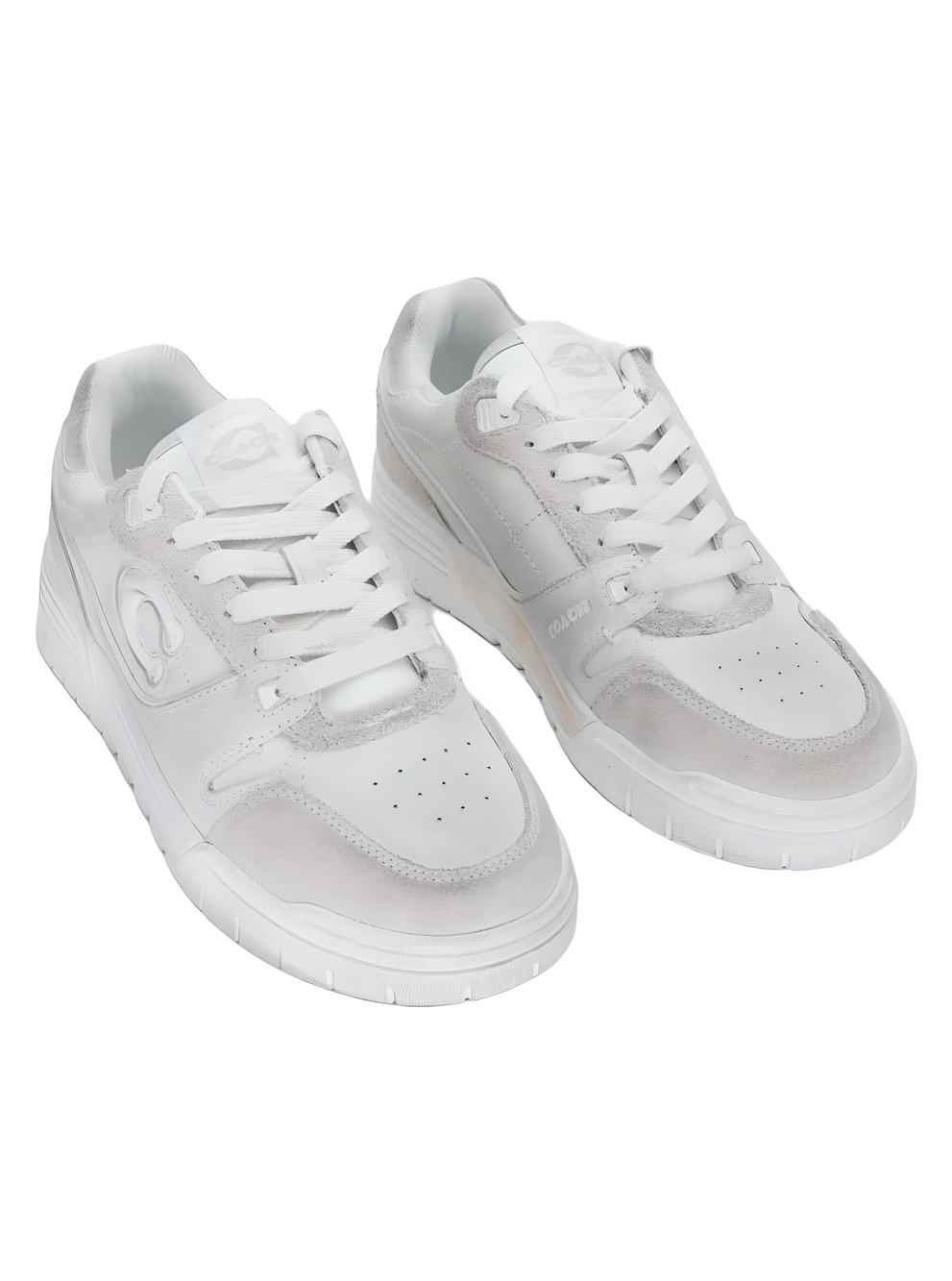 COACH Womens Soho Round Toe Sneaker Glacier White Leather Suede Size 7.5M